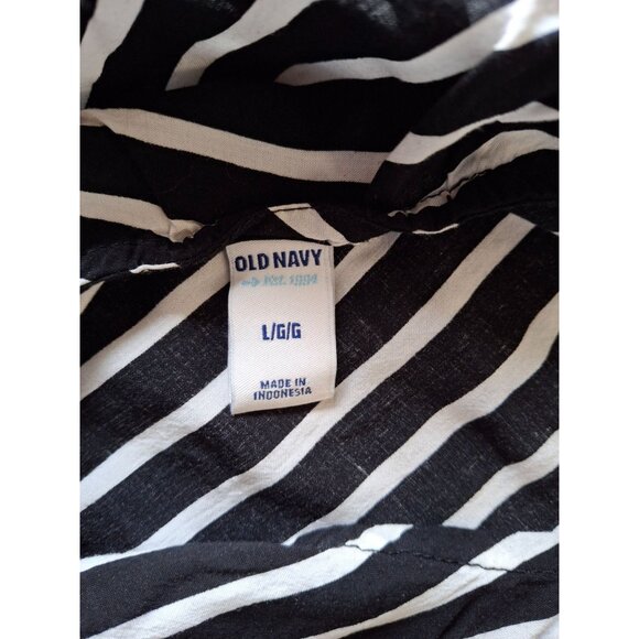 Old Navy Black White Striped Tank L Soft Rayon Breezy Summer Beach - Picture 4 of 8